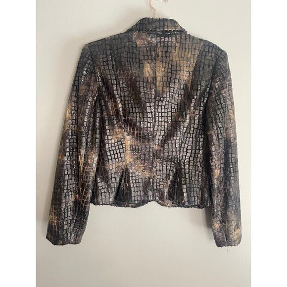 Vintage Faux Fur Scaled Blazer with Pockets Size 8 Alligator Snake Print - Picture 9 of 9